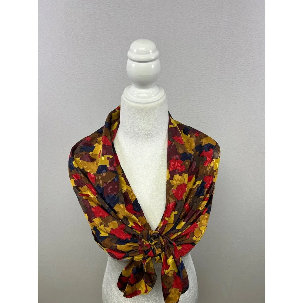 Vintage Aesthetic Unbranded Womens OS Multicolor Geometric Mosaic Jacquard Scarf
